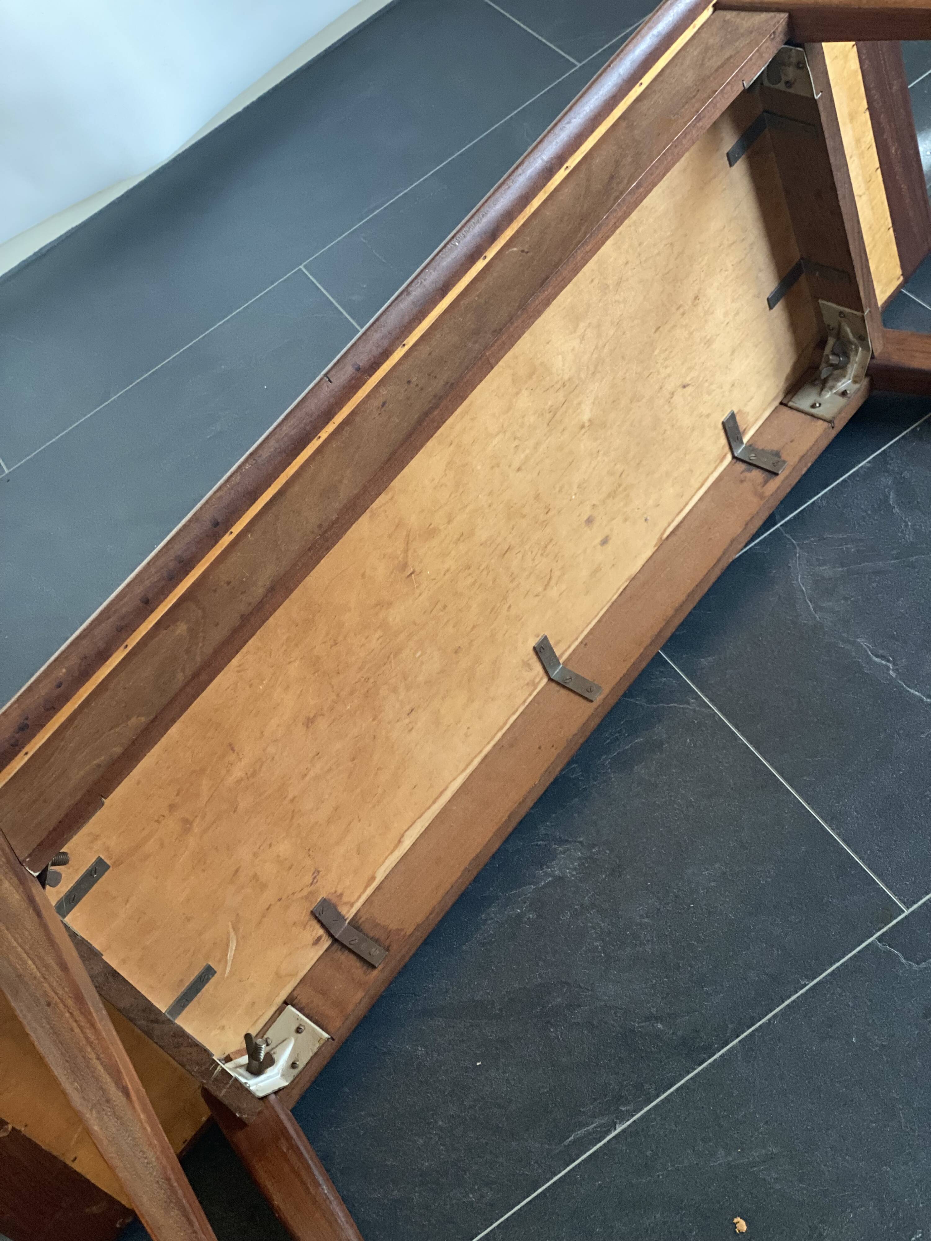 Vintage Brutalist Slate Top Salon Table