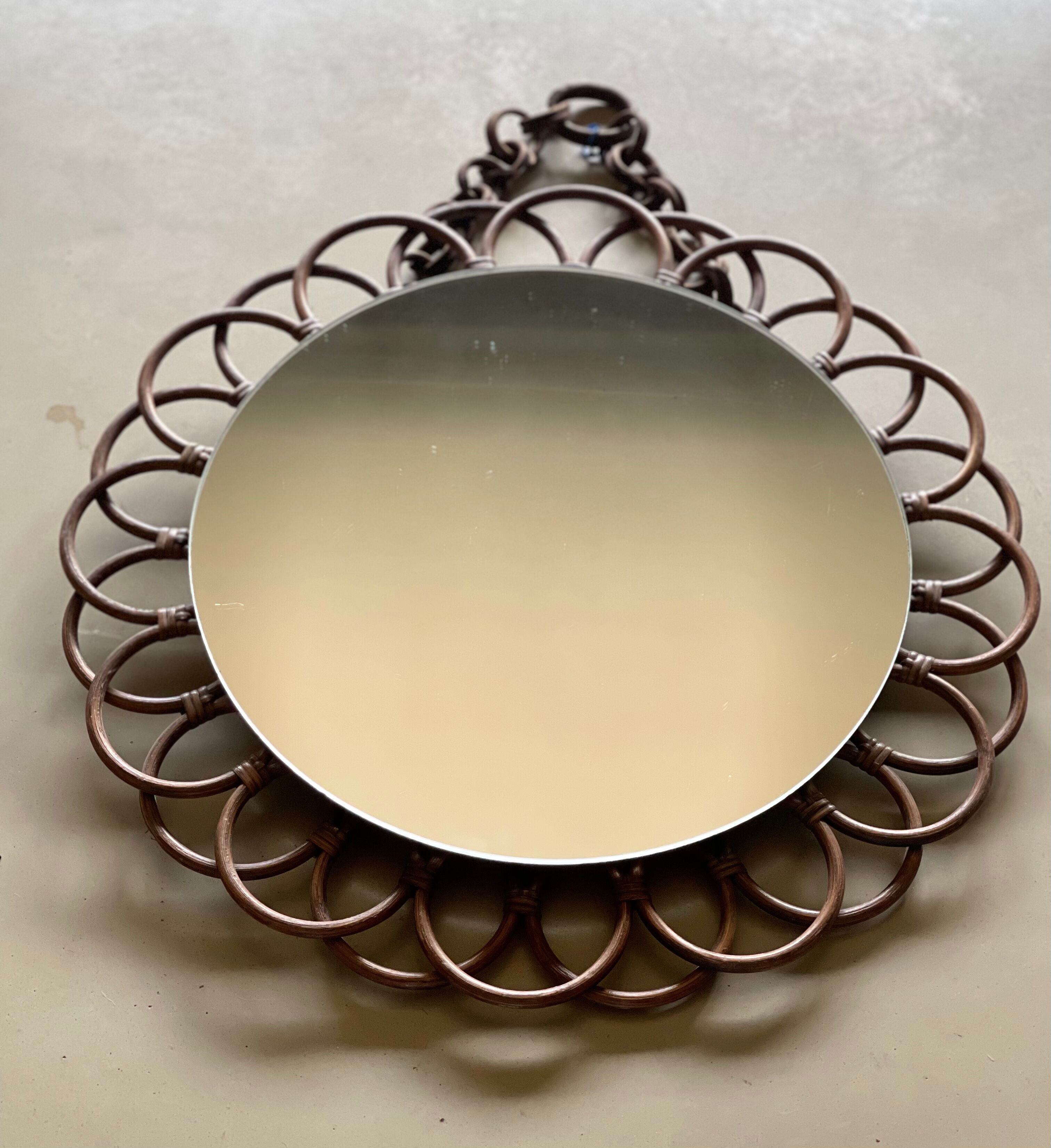 Vintage rattan mirror 54cm