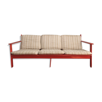 3-seater sofa in orange laquered sixties