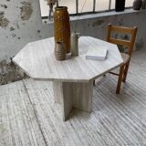 Octagonal travertine coffee table