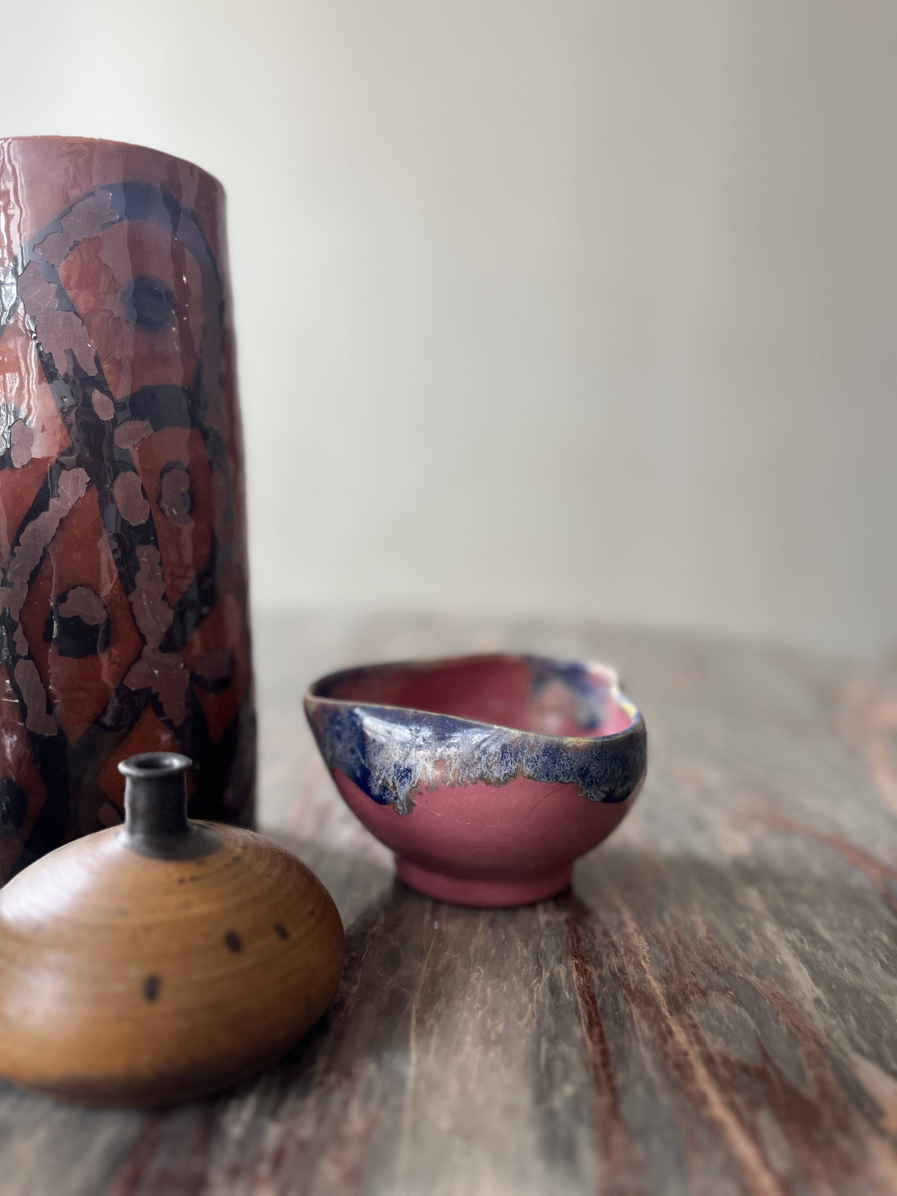 Arts cerams Grand feu enameled ceramic bowl, Saint Armand 1960