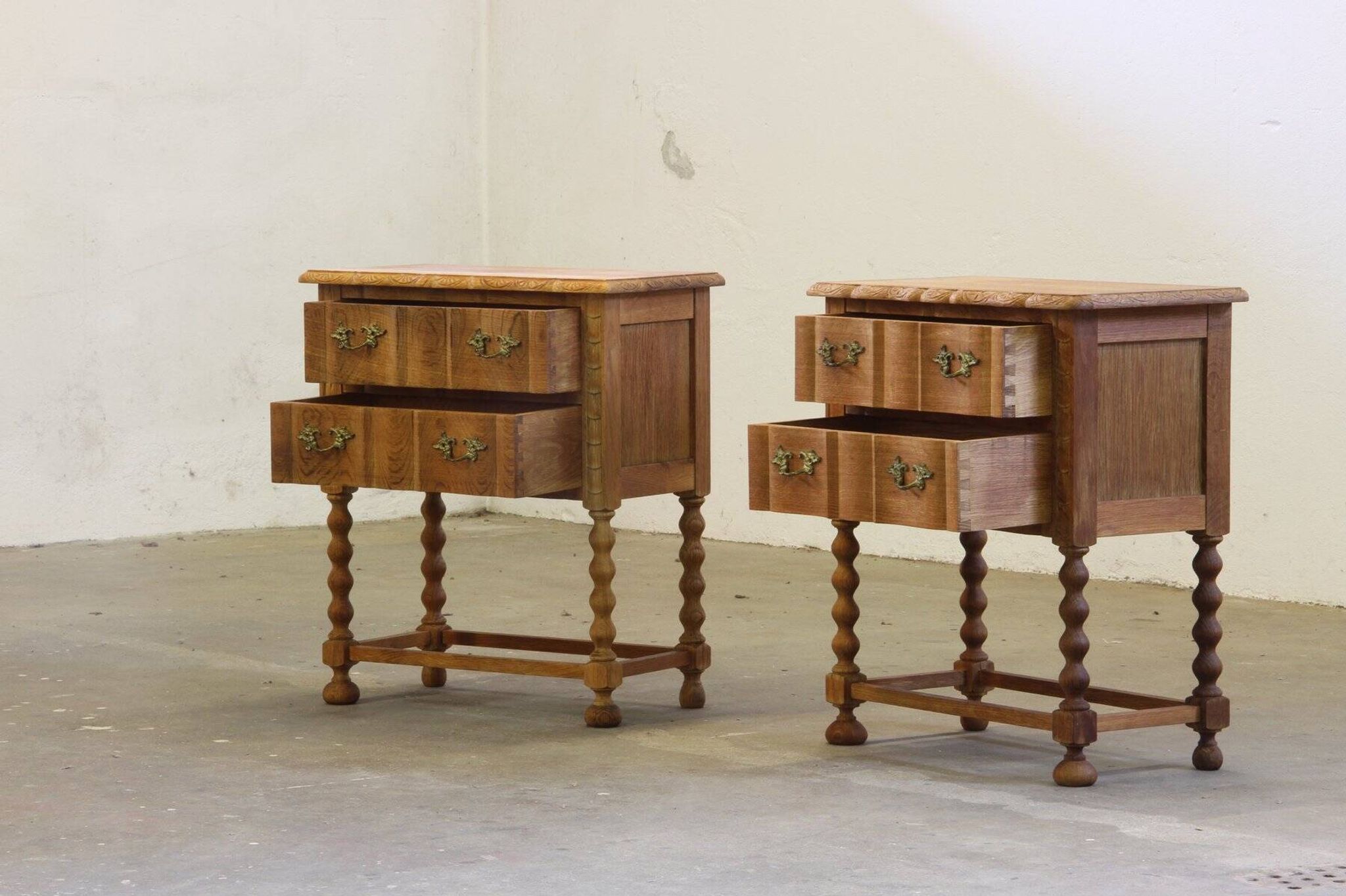 Vintage Danish modern oak nightstands by Henning Kjærnulf, 1960s, set of 2