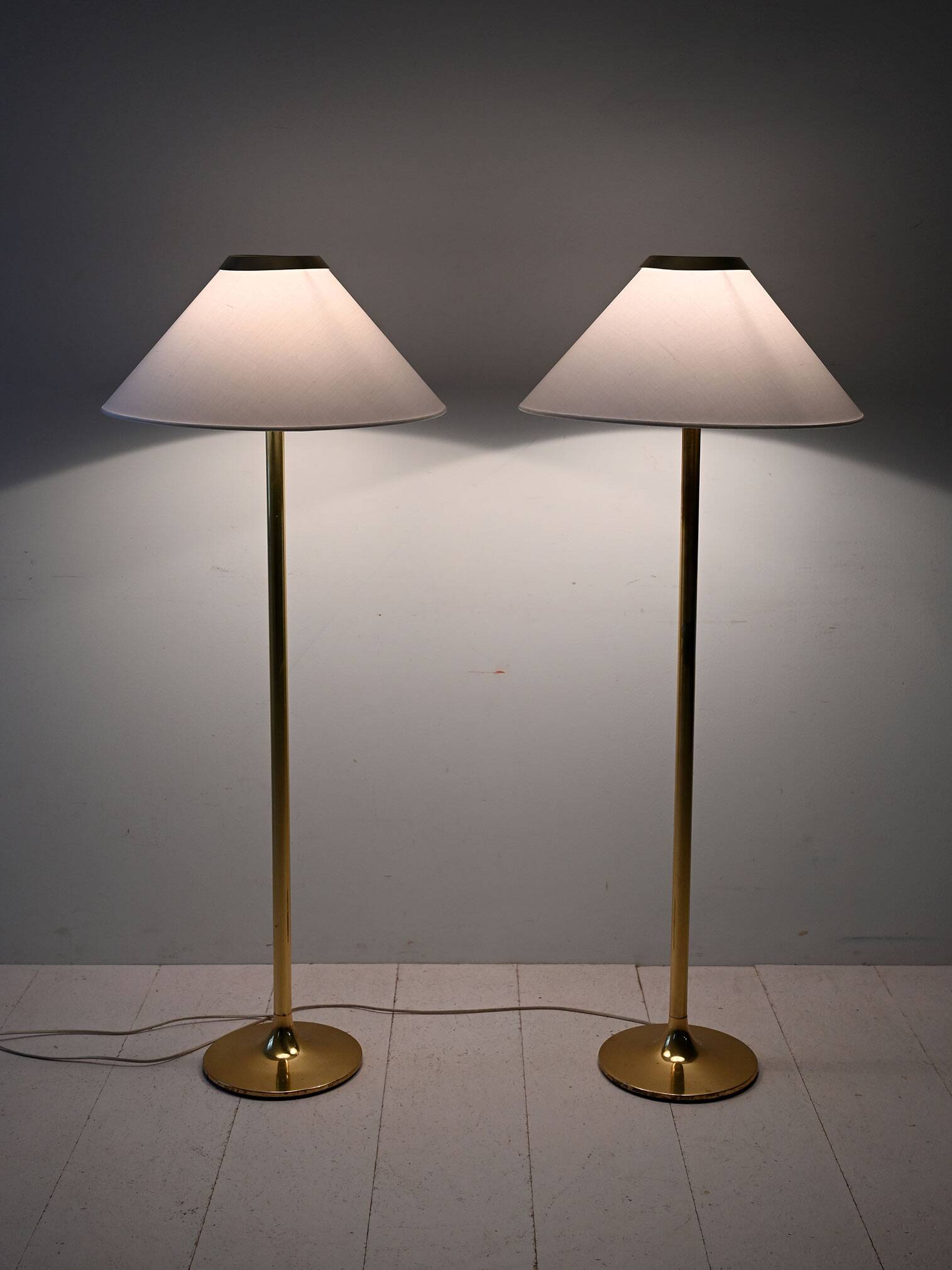 Pair of Scandinavian Brass Floor Lamps