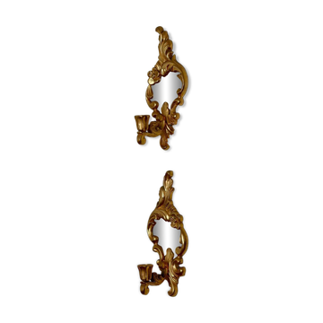 Paire d'appliques vintage en laiton avec miroir