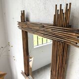 Pair of large vintage bamboo mirrors, 1970s