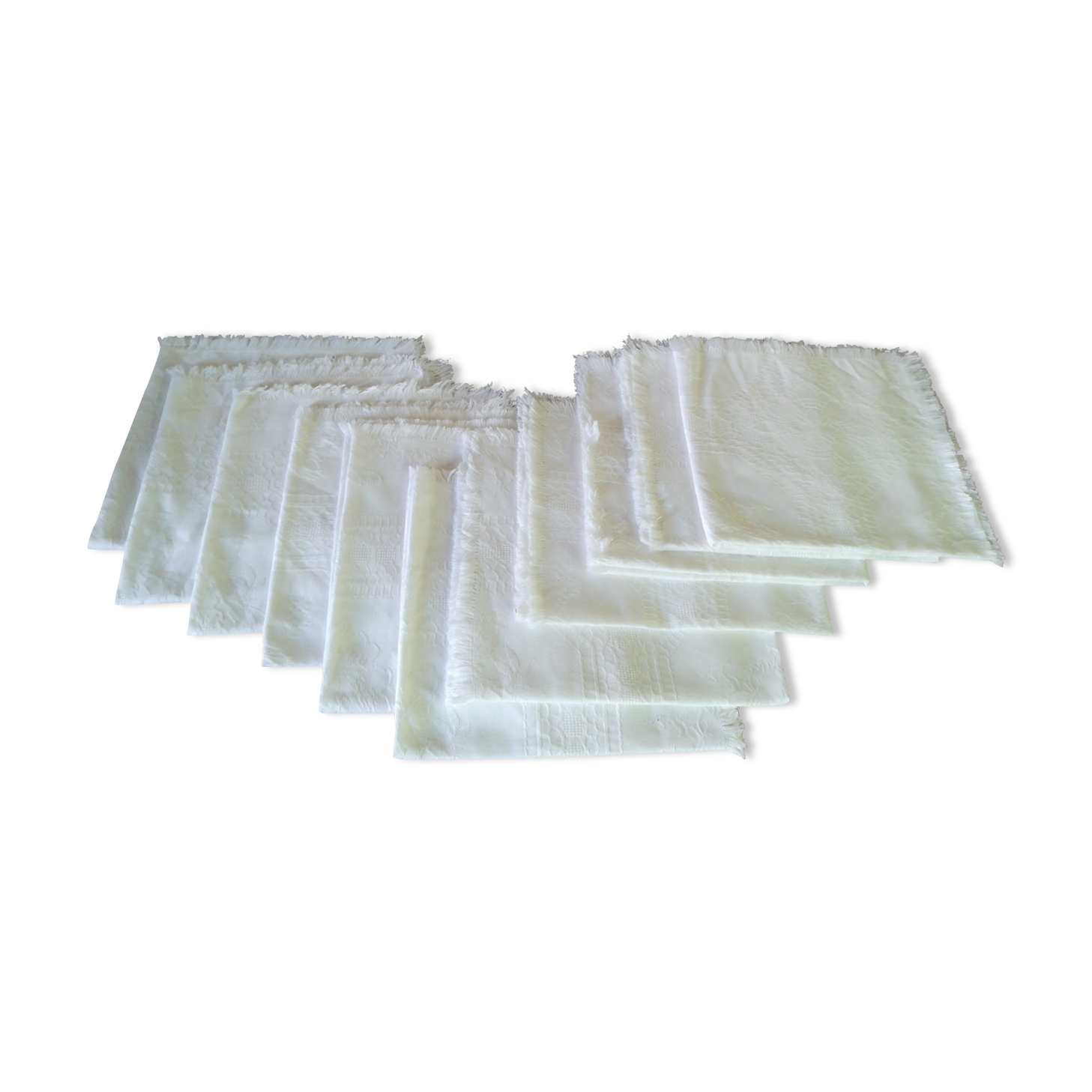 Set of 12 damask cotton towels