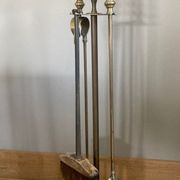 Servant of brass fireplace period mid-twentieth century, Pic shovel, claw pliers ..