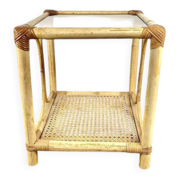 Table d'appoint en rotin et verre — Beyit