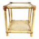Rattan and glass side table