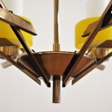 Vintage chandelier in brass and glass