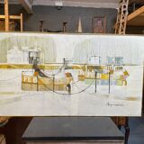 Oil On Board "Folkestone Harbour", Signed , Retailed Liberty & Co