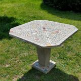 Cement and mosaic garden table from the 1960s
