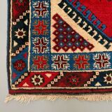 Turkish runner 490x88 cm tribal rug, red, beige, blue, vintage