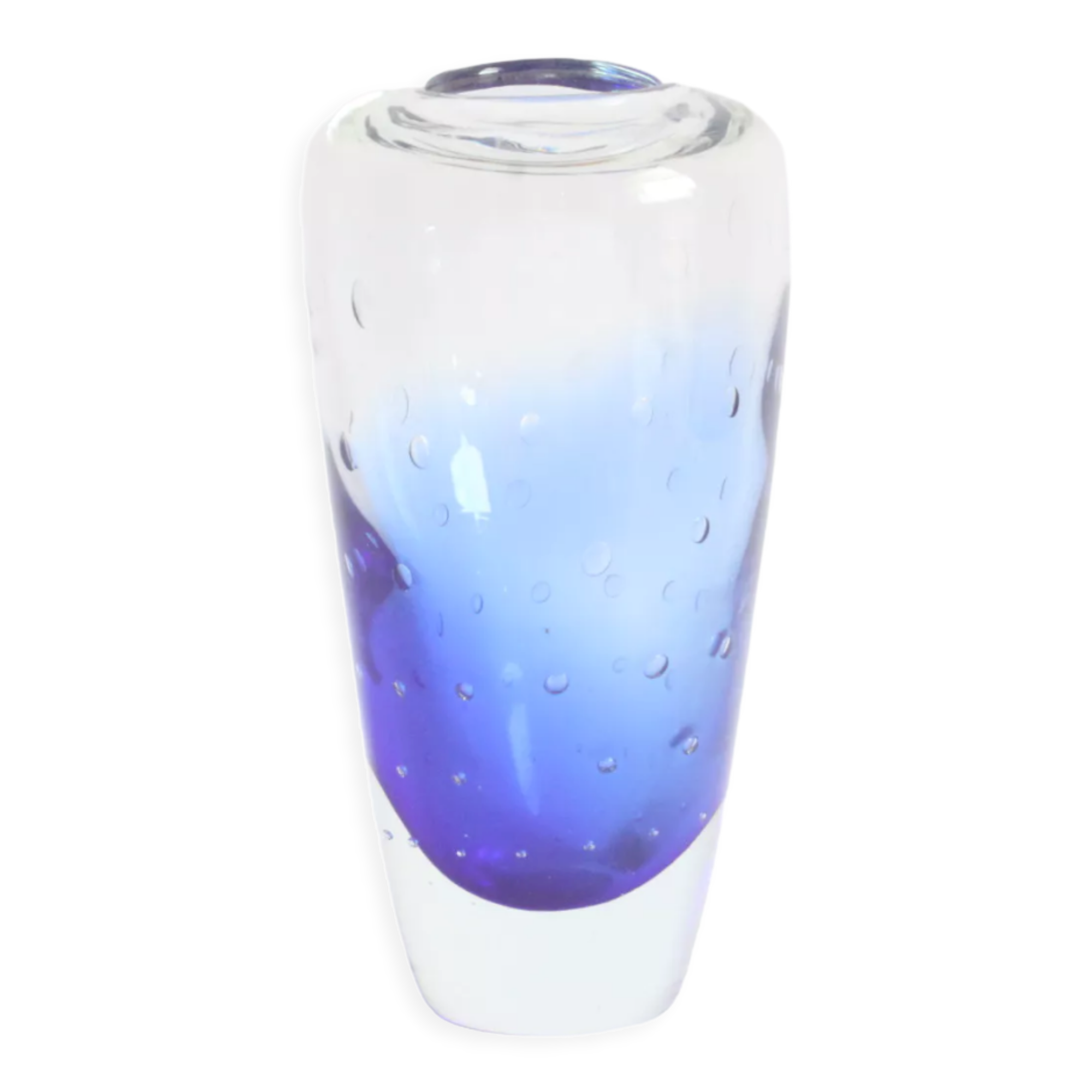 Vase en verre Sommerso et bullicante des années 1970
