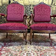 Pair of Louis XV style armchairs, 19th century