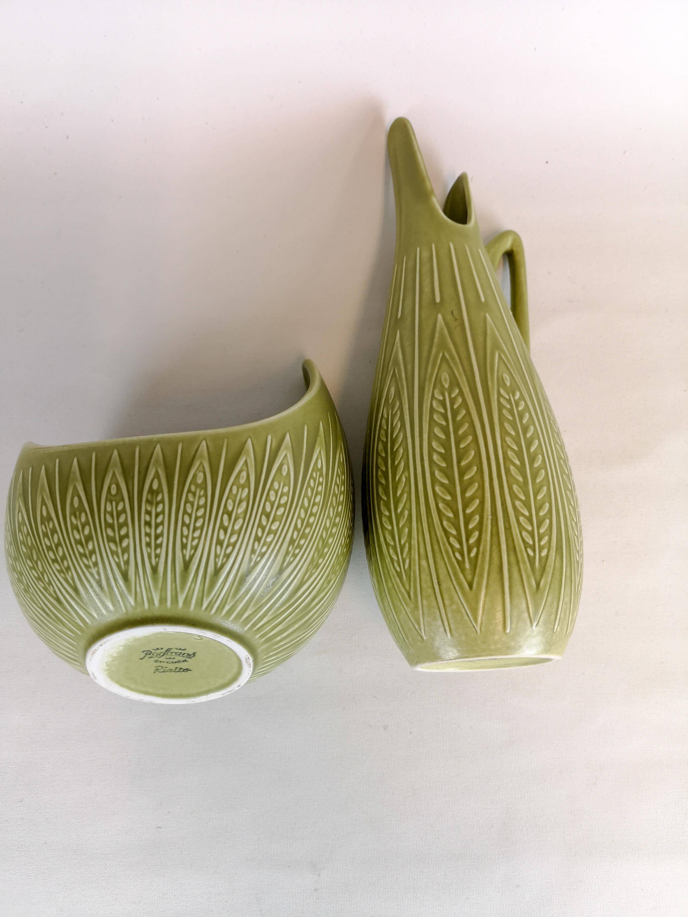 Bol et Vase Céramique Moderne du Milieu du Siècle "Rialto" par Gunnar Nylund pour Rörstrand