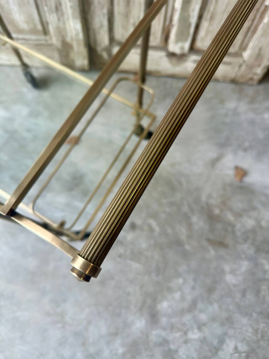 Vintage brass rolling bar cart