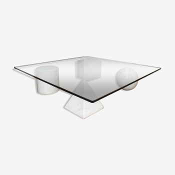 Metafora Coffee Table in White Marble by Massimo and Lella Vignelli for Casigliani