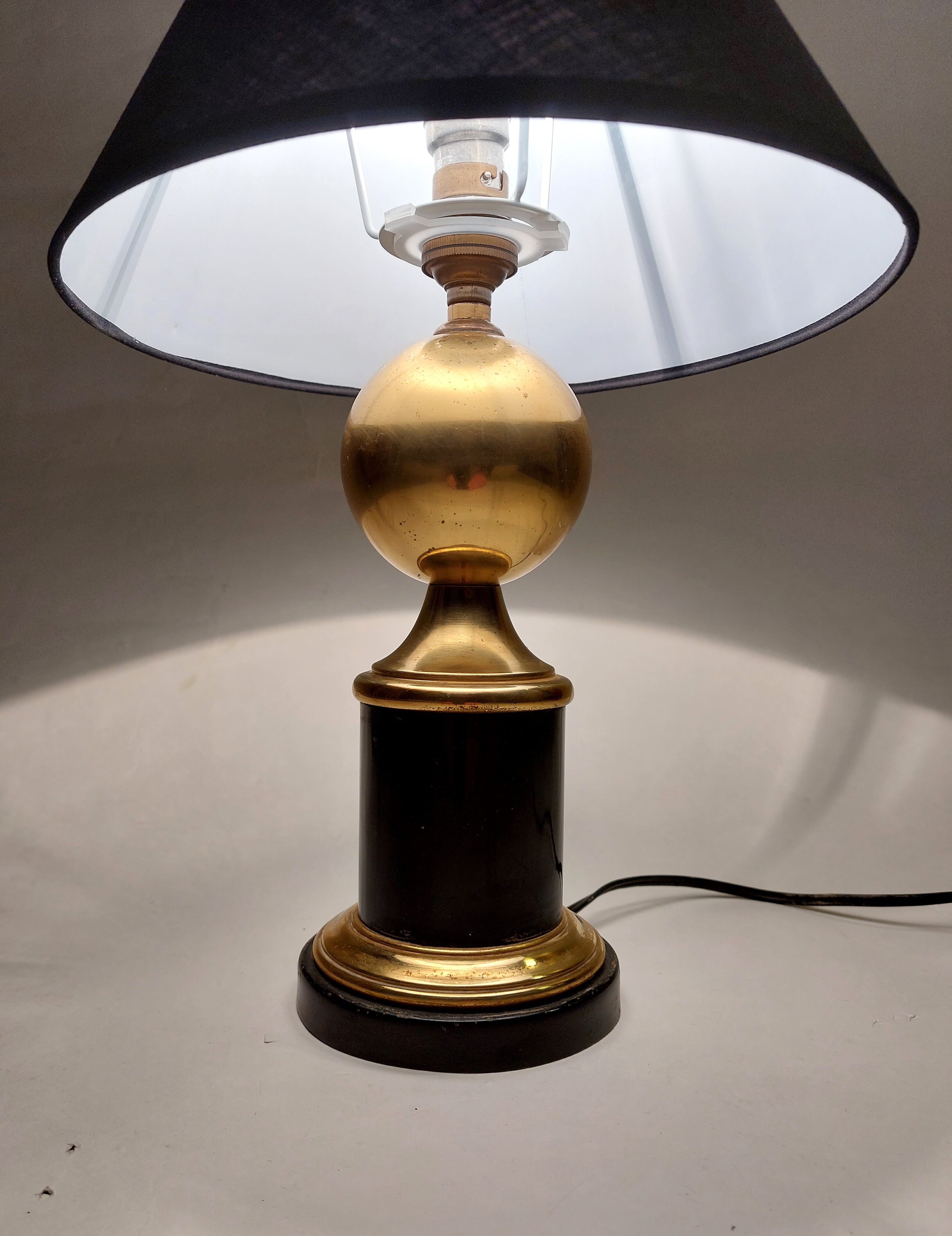 Barber lamp black metal and gilded brass 1960.