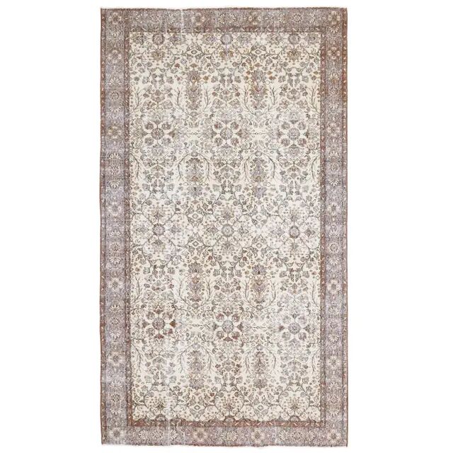 Vintage Turkish Hand-Knotted Wool Cotton Beige Area Rug 158x284