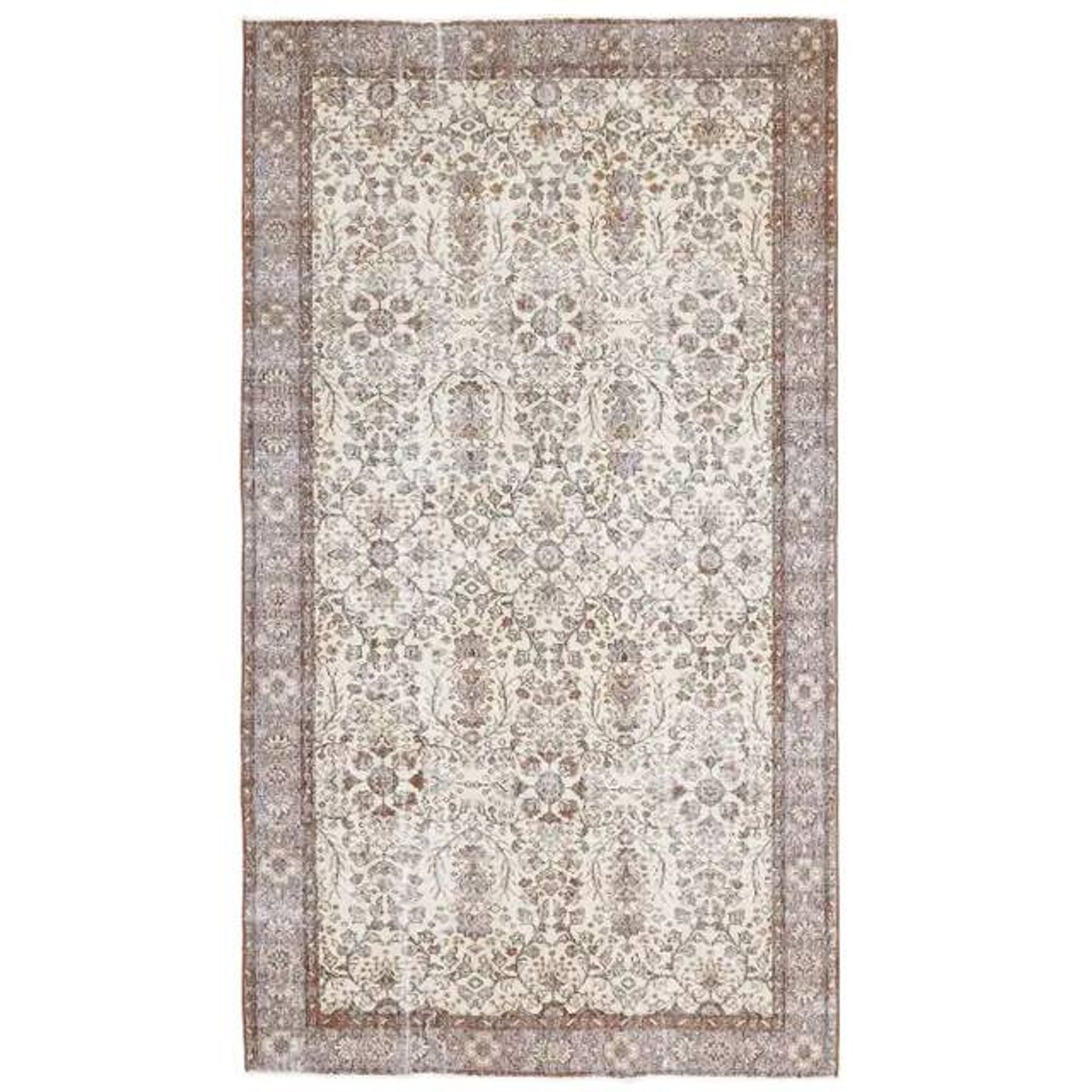 Vintage Turkish Hand-Knotted Wool Cotton Beige Area Rug 158x284