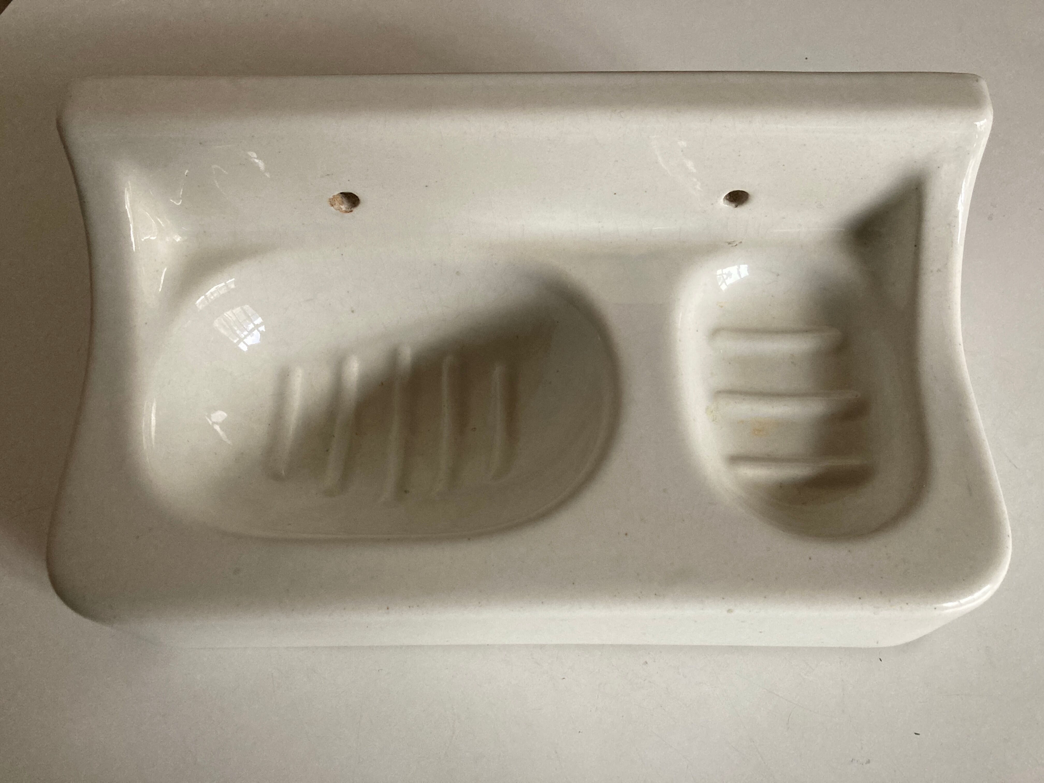 Bathroom door art deco ceramic soap holder