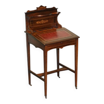 Bureau Victorien pour Femme avec Incrustation et Cuir