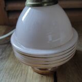 Lampe chevet base art déco rose globe opaline