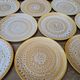 Set of 12 flat plates in stoneware Niderviller model Fauve from the 1960s.