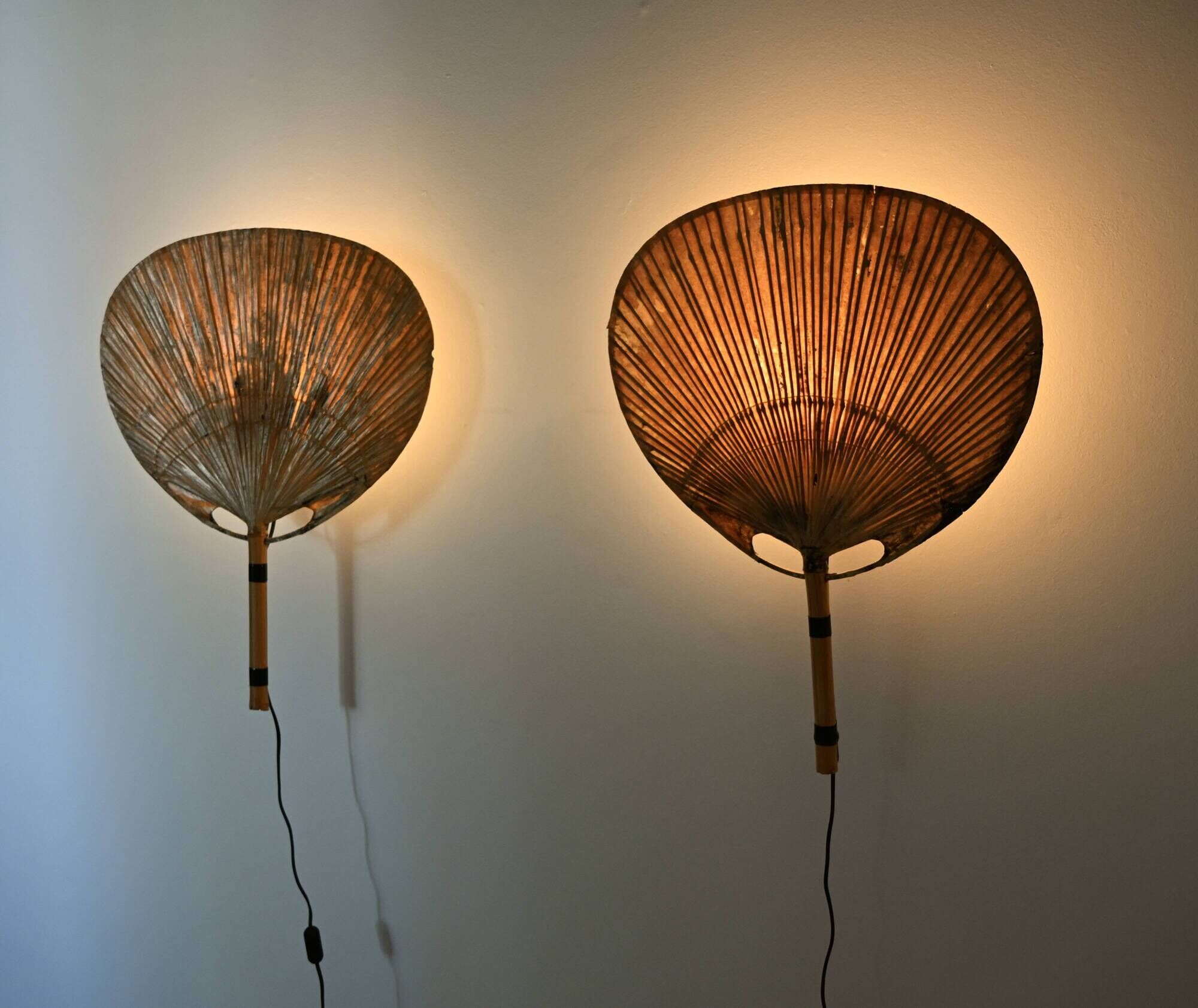 Pair of wall sconces "Uchiwa" by Ingo Maurer for M Design, 1960s