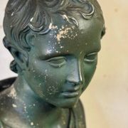 Young Boy, Plaster Bust with Green Patina, Circa 1900