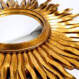 Mid Century Sunburst Kovex wall mirror made of wood and resin - gold plated