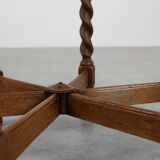 Solid Oak Carved Side Table with Barley-twist legs, France ca. 1890