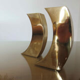 Pair of candle holders in golden brass, 70s