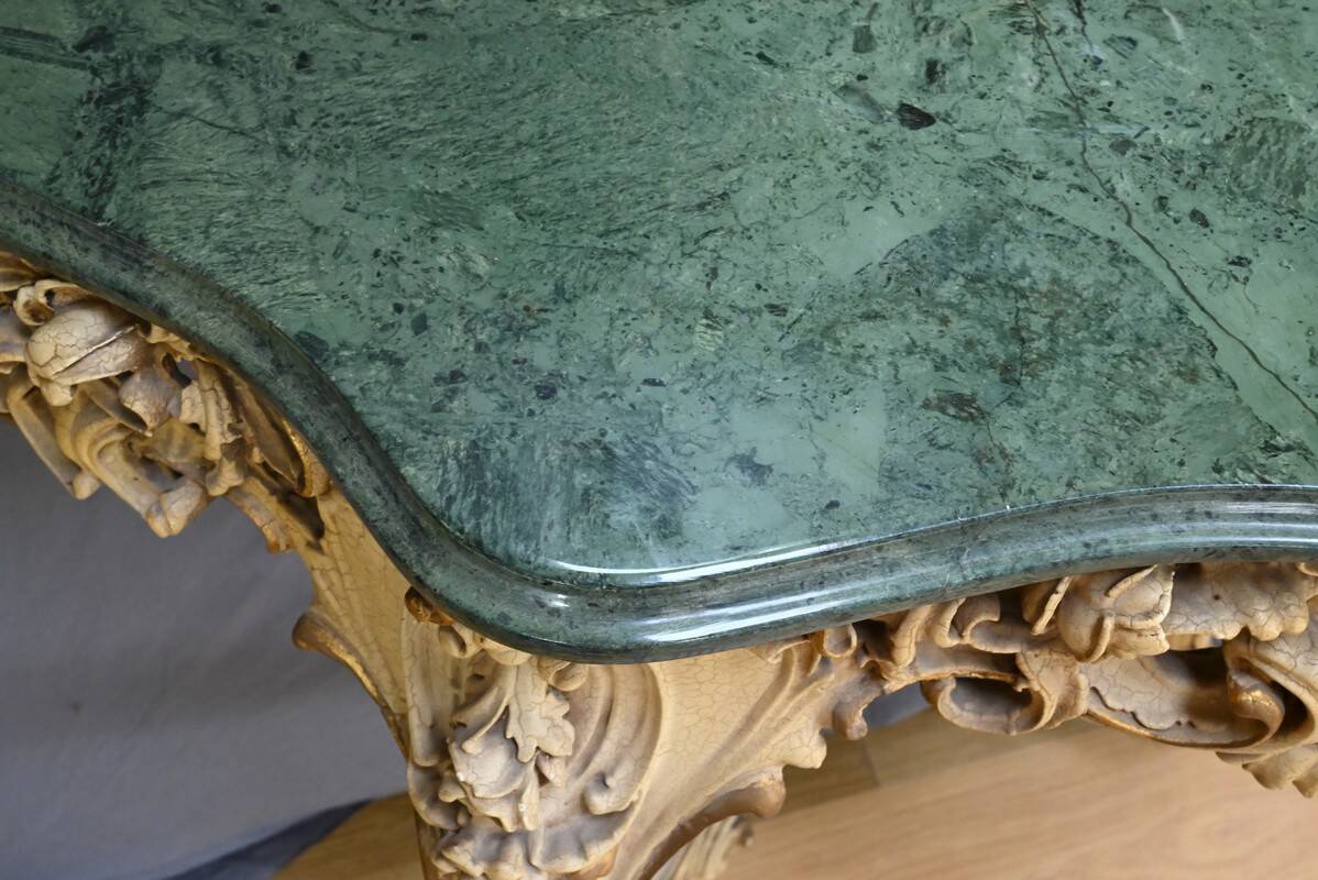 Painted Wooden Console-Mirror Set – 20th Century