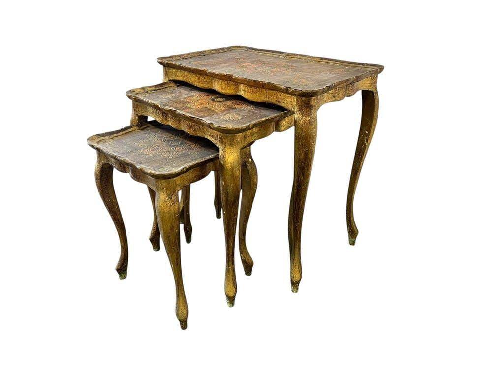 Set of 3 vintage Florentine nesting tables.