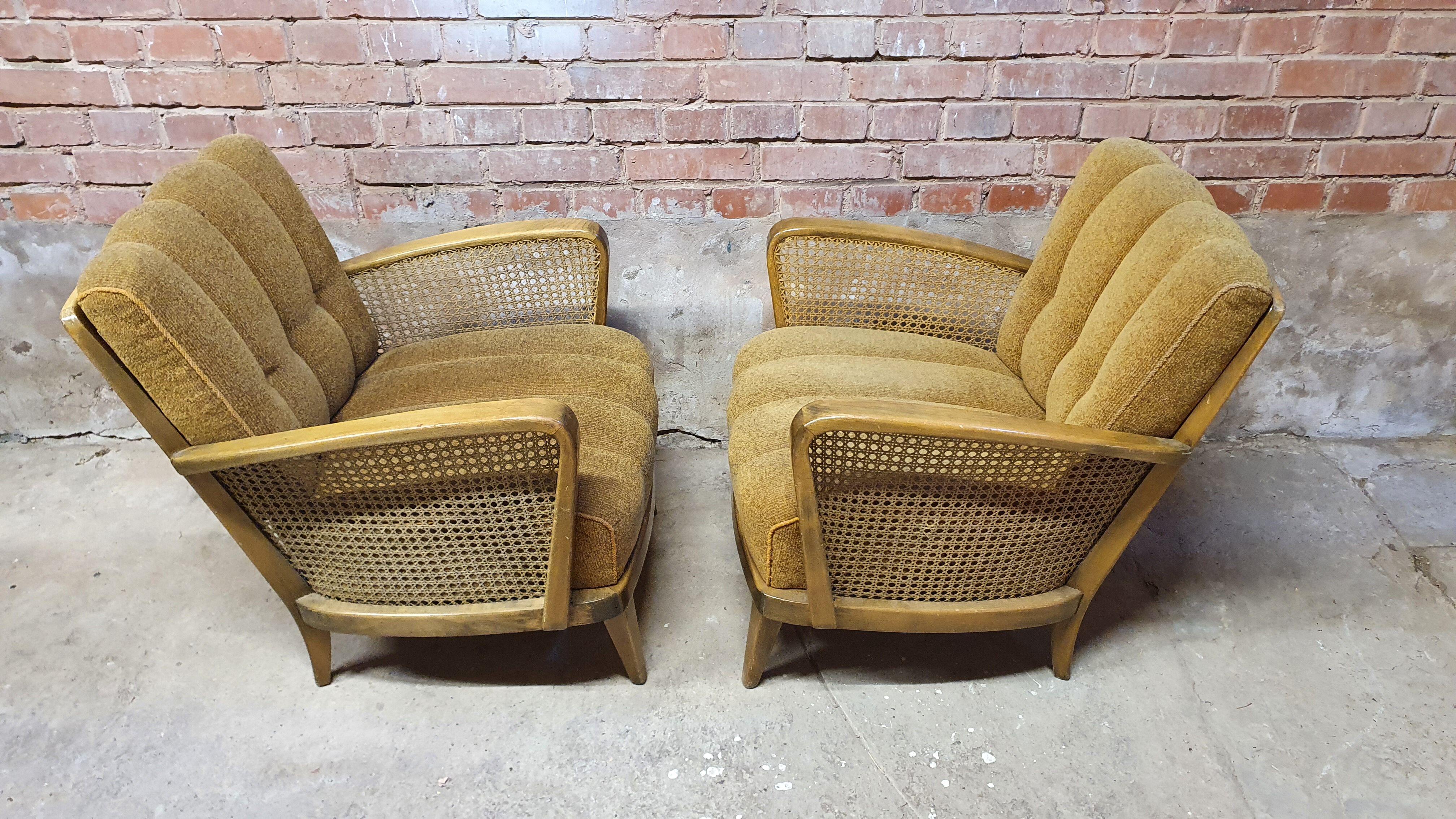 Paire de fauteuils cannage 1960"