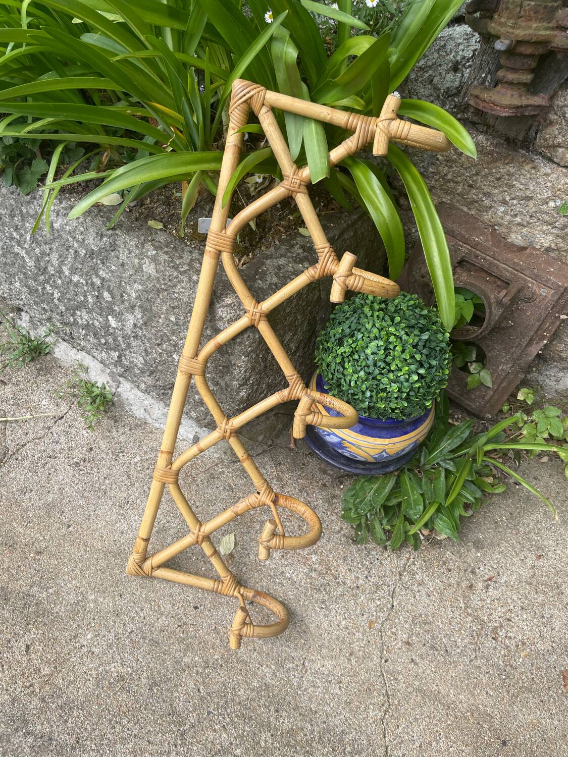 Rattan coat rack from the 70s