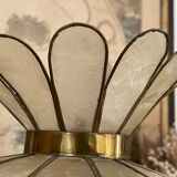 Pair of brass and mother-of-pearl lamps