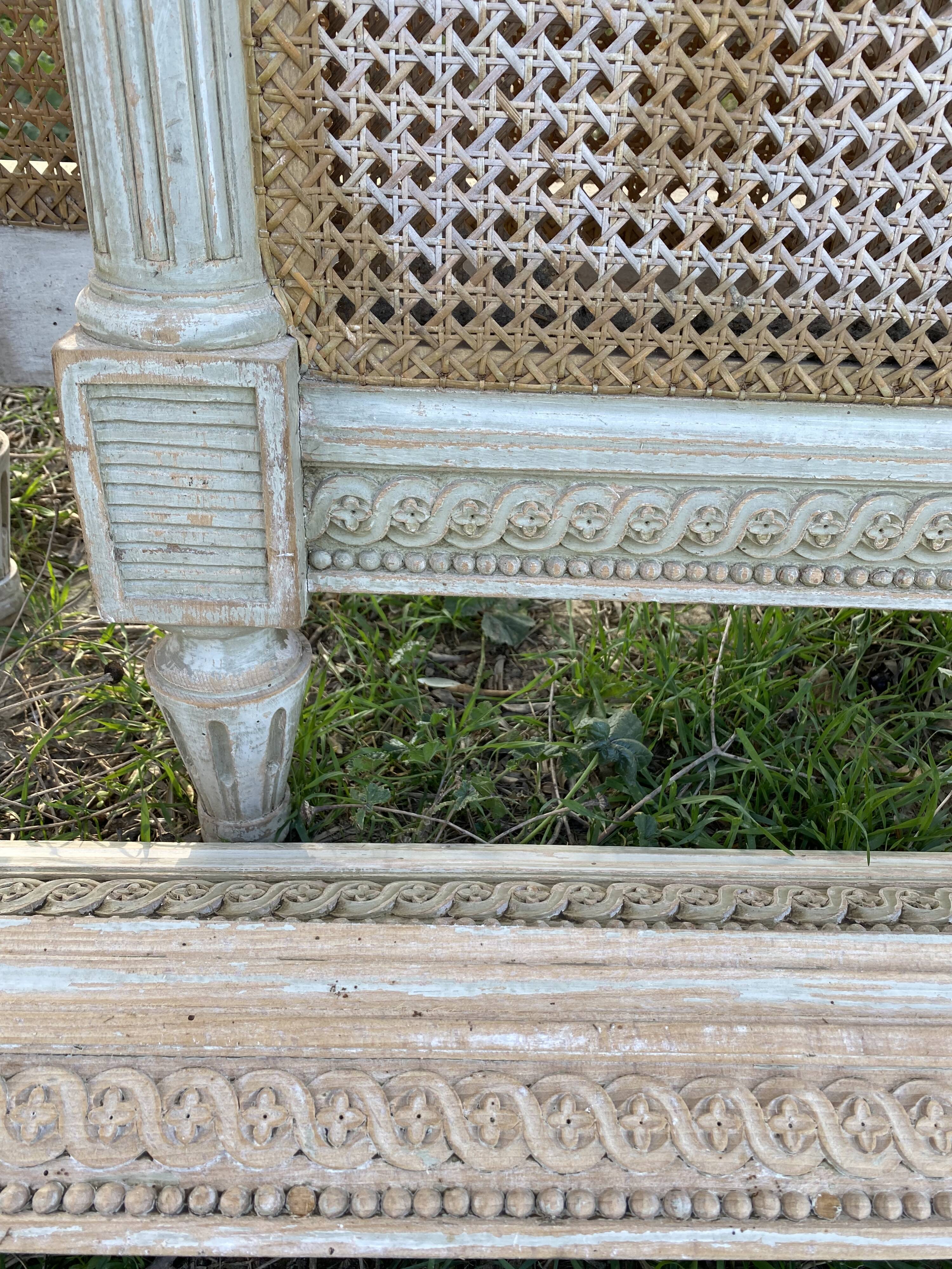 Bed Louis XVI patinated wood and cannage 140/190