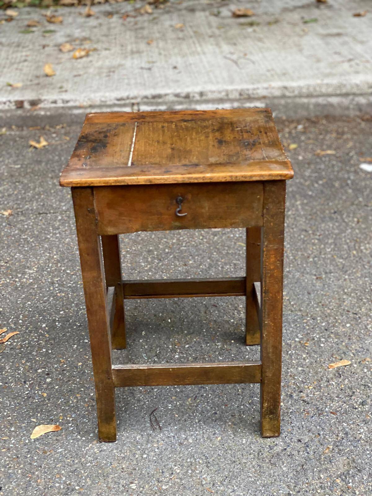 19th century farmhouse stool in solid oak