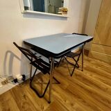 Extendable blue formica table
