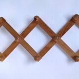 Vintage solid pine accordion coat rack