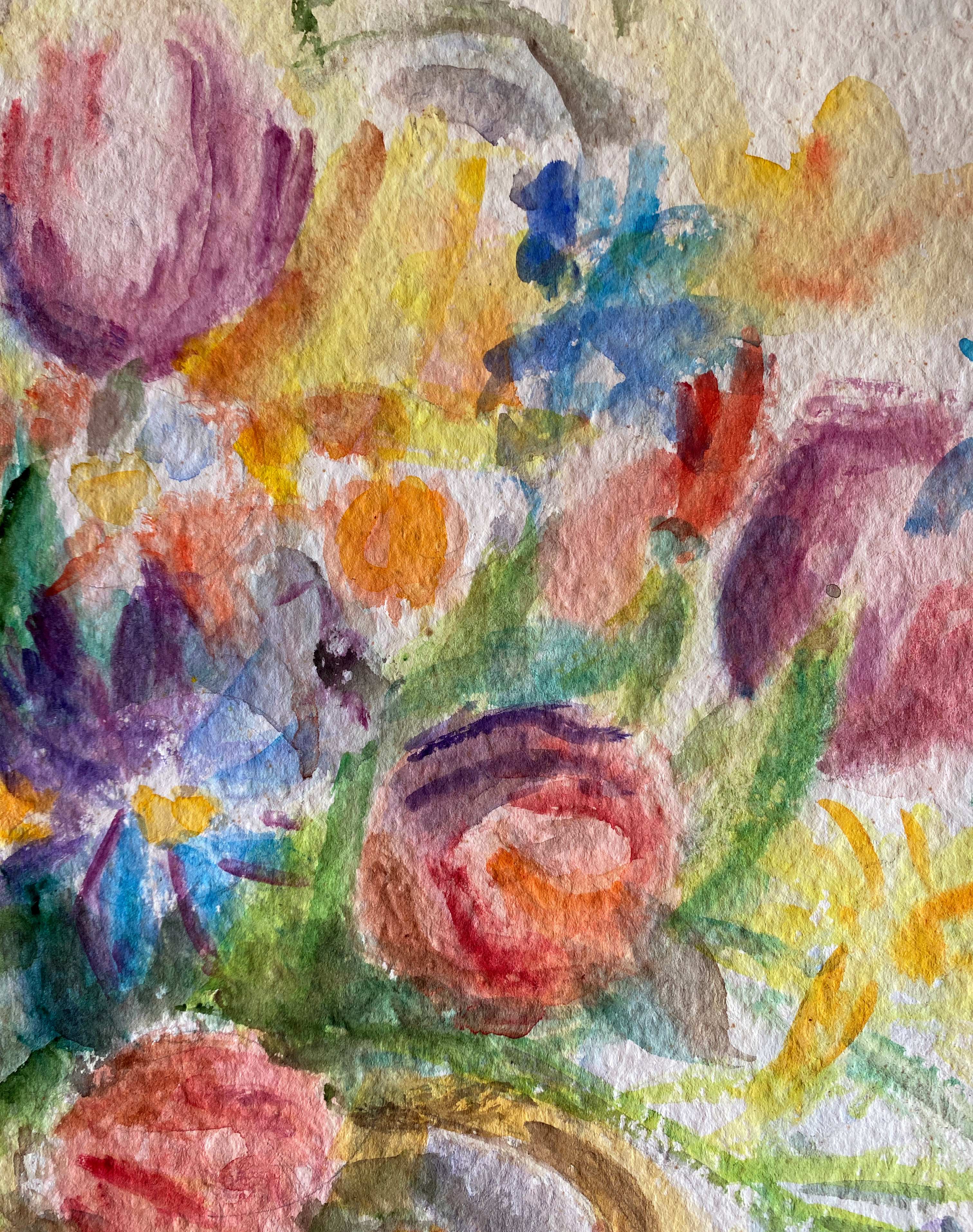 Painting "bouquet of flowers" Watercolor signed J. Grassi