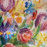 Painting "bouquet of flowers" Watercolor signed J. Grassi