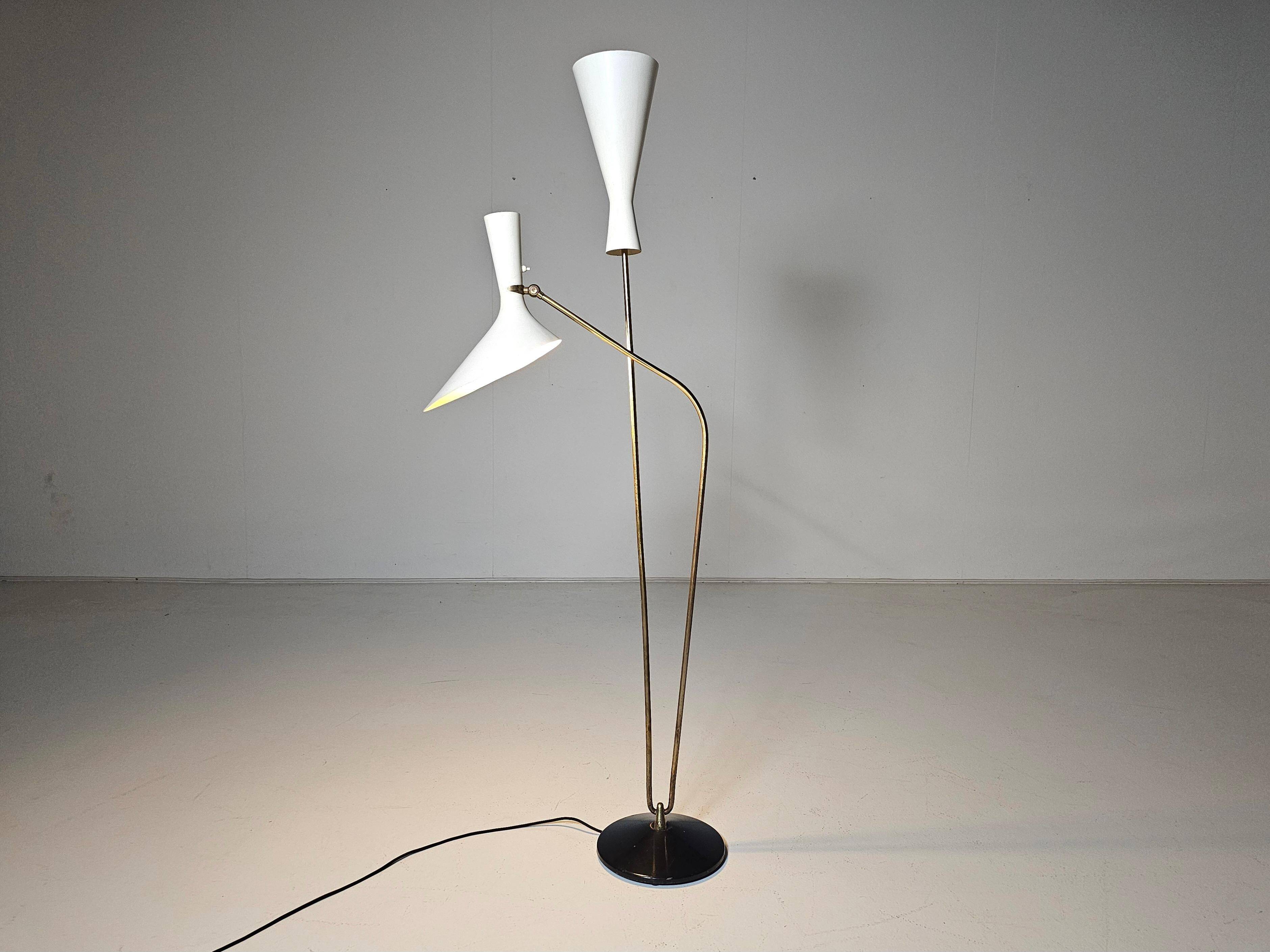 Carl Moore brass floor lamp for BAG Turgi, 1950s