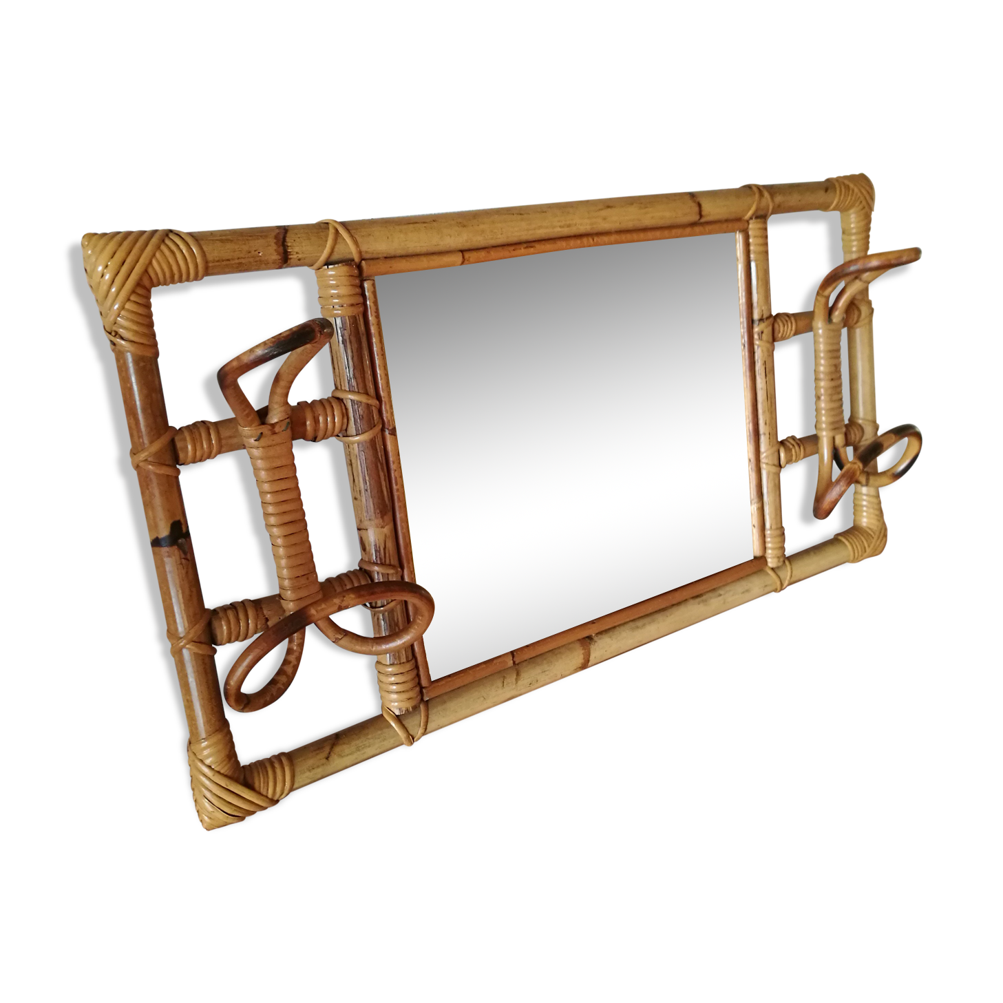 Mirror door door rattan coat 70x35cm