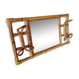 Miroir porte manteau en rotin 70x35cm