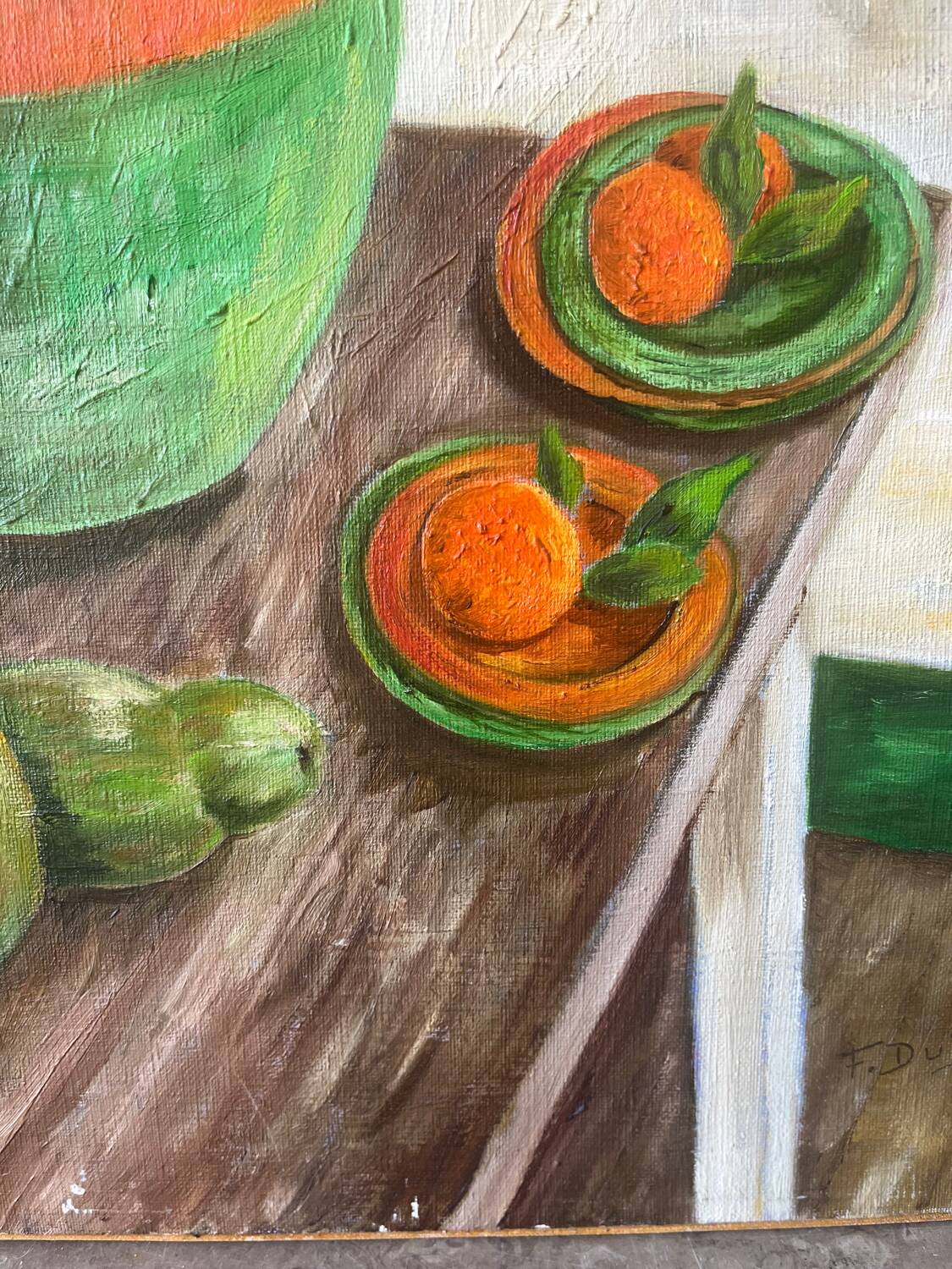 Still life and staircase, signed