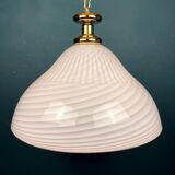 Large swirling Italian pendant lamp in pink Murano glass, 1970s.